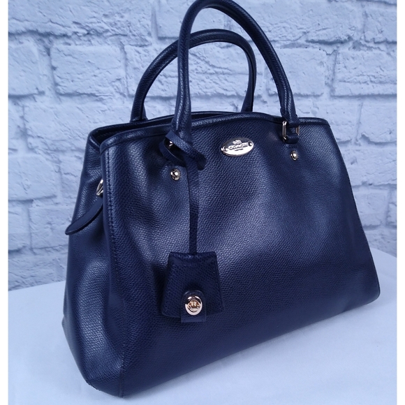 Vintage Authentic Coach Navy Handbag Medium Size - Picture 3 of 12